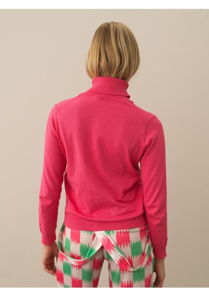 Kadın Pembe Pamuk Dokulu Regular Fit Kazak modelleri