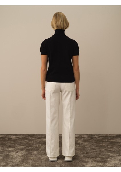 Kadın Siyah Pamuk Dokulu Regular Fit Kazak indirimleri