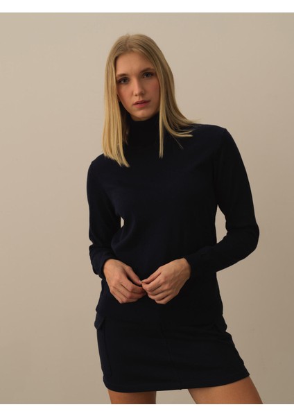 Kadın Lacivert Pamuk Dokulu Regular Fit Kazak fiyatları