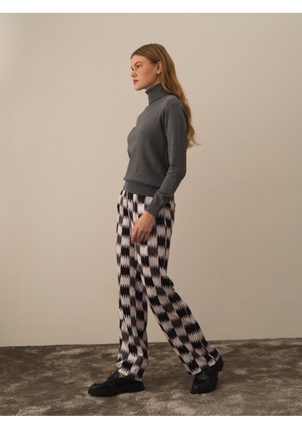 Kadın Koyu Gri Dokulu Pamuk Dokulu Regular Fit Kazak modelleri