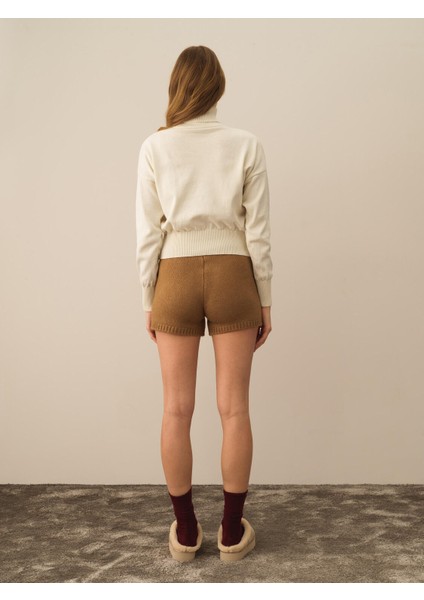 Kadın Kırık Beyaz Pamuk Dokulu Oversize Kazak fırsatları