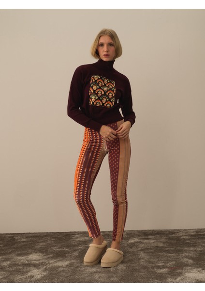 Kadın Bordo Pamuk Dokulu Oversize Kazak