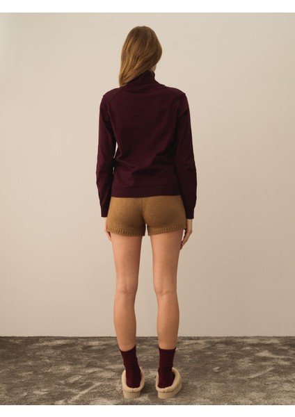 Kadın Bordo Pamuk Dokulu Regular Fit Kazak fırsatları