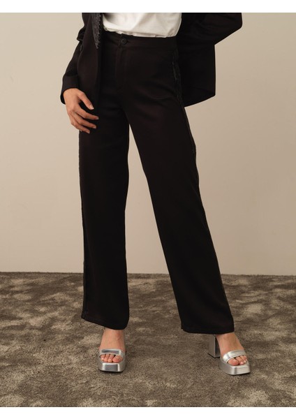 Kadın Siyah Formunu Koruyan Oversize Pantolon fiyatları