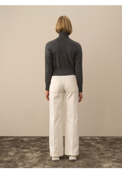 Kadın Koyu Gri Pamuk Dokulu Oversize Kazak fırsatları