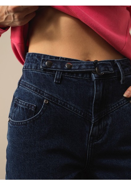 Kadın Mavi Pamuk Dokulu Oversize Pantolon modelleri