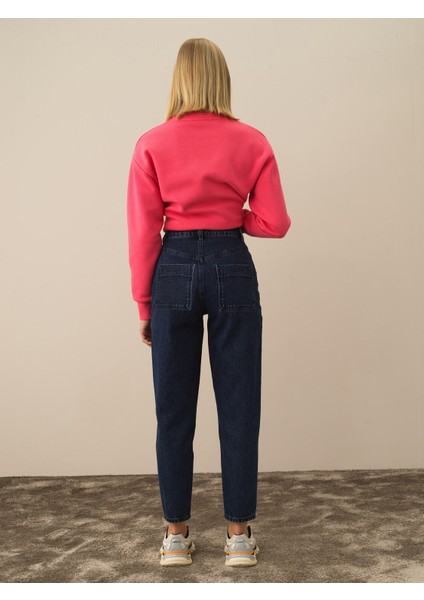 Kadın Mavi Pamuk Dokulu Oversize Pantolon indirimleri