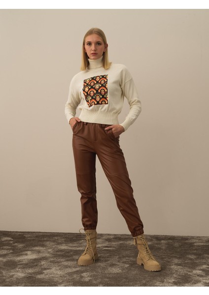 Kadın Camel Pamuk Dokulu Regular Fit Pantolon