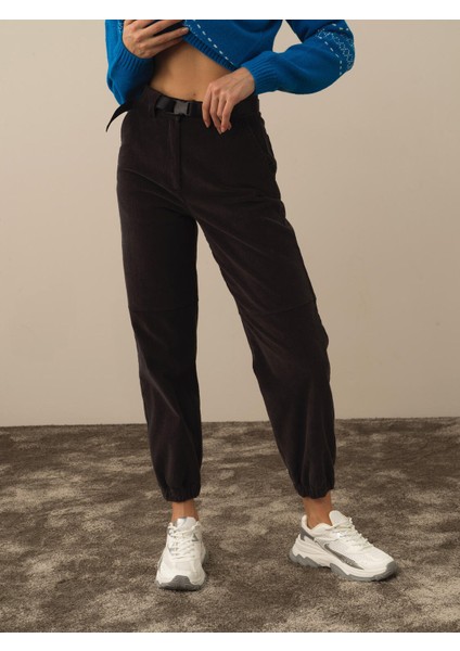 Kadın Koyu Gri Pamuk Dokulu Regular Fit Pantolon fiyatları
