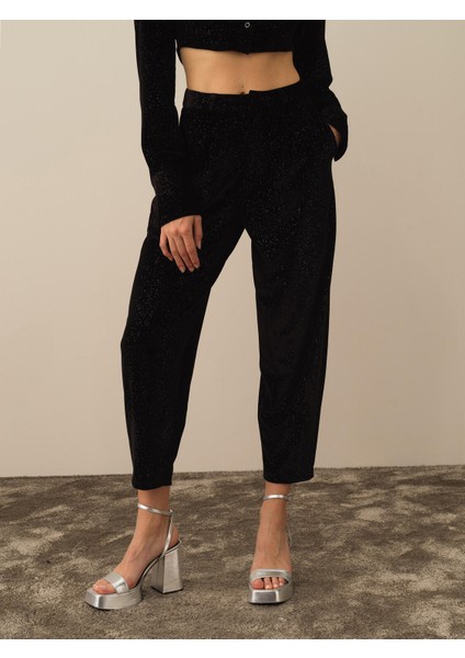 Kadın Siyah Esnek Dokulu Oversize Pantolon fiyatları