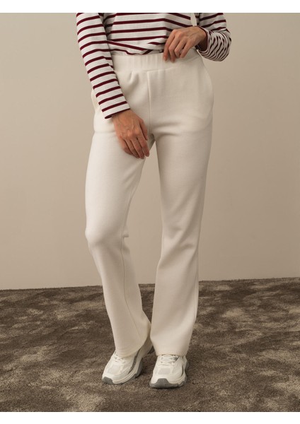 Kadın Ekru Pamuk Dokulu Regular Fit Sweat Pantolon fiyatları