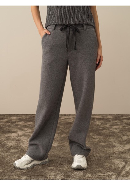 Kadın Koyu Gri Pamuk Dokulu Oversize Pantolon fiyatları