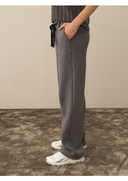 Kadın Koyu Gri Pamuk Dokulu Oversize Pantolon fırsatları