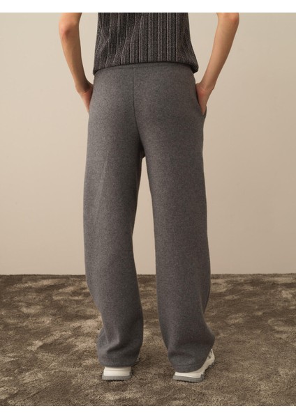 Kadın Koyu Gri Pamuk Dokulu Oversize Pantolon indirimleri