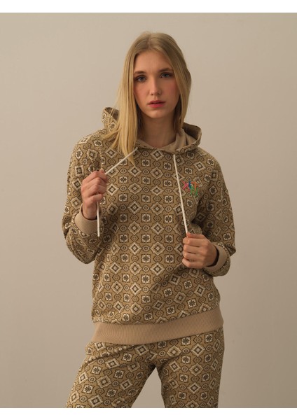 Kadın Bej Işıltılı Lurex Detaylı Oversize Sweatshirt fiyatları