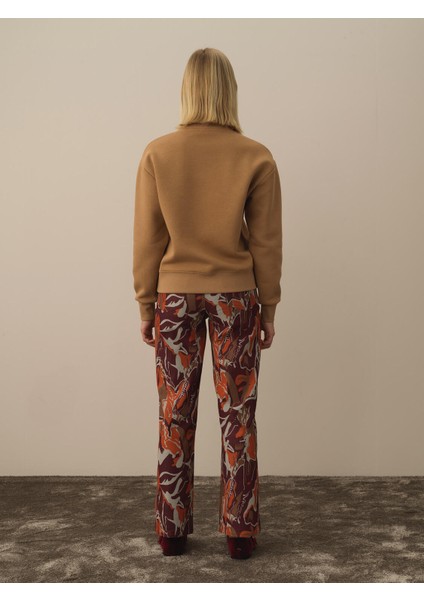 Kadın Camel Pamuk Dokulu Oversize Sweatshirt modelleri