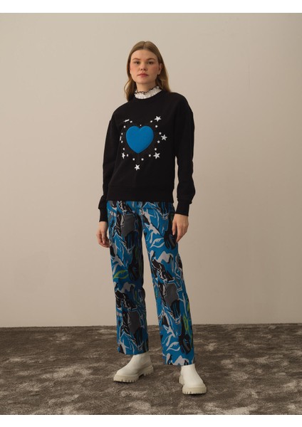 Kadın Siyah Pamuk Dokulu Oversize Sweatshirt modelleri