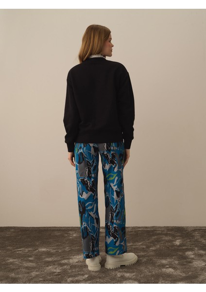 Kadın Siyah Pamuk Dokulu Oversize Sweatshirt fırsatları