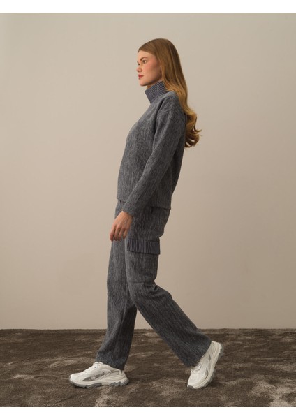 Kadın Koyu Gri Pamuk Dokulu Oversize Sweatshirt modelleri