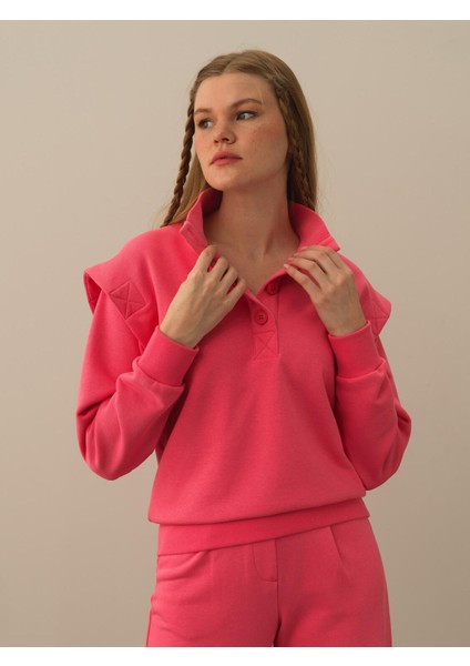 Kadın Pembe Pamuk Dokulu Regular Fit Sweatshirt fiyatları