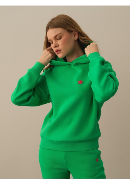 Kapüşonlu  Pamuklu Oversize Sweatshirt