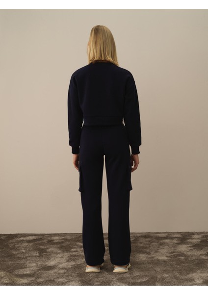 Kadın Lacivert Pamuk Dokulu Oversize Sweatshirt fırsatları