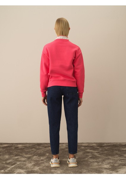 Kadın Pembe Pamuk Dokulu Oversize Sweatshirt fırsatları