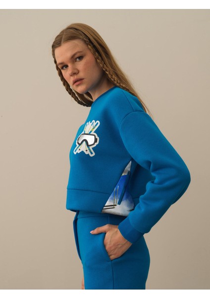 Pamuklu Oversize Baskılı Sweatshirt