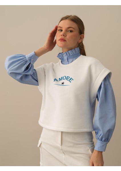 Pamuklu Oversize Baskılı Sweatshirt