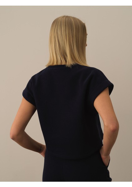 Kadın Lacivert Pamuk Dokulu Oversize Sweatshirt modelleri