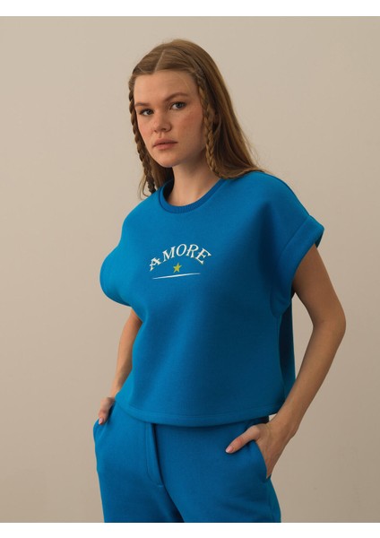 Pamuklu Oversize Baskılı Sweatshirt