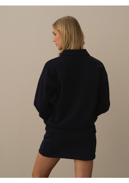 Kadın Lacivert Pamuk Dokulu Regular Fit Sweatshirt fırsatları