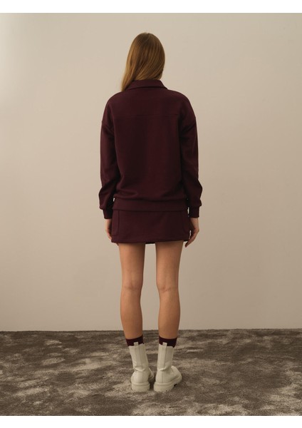 Kadın Bordo Pamuk Dokulu Regular Fit Sweatshirt fırsatları