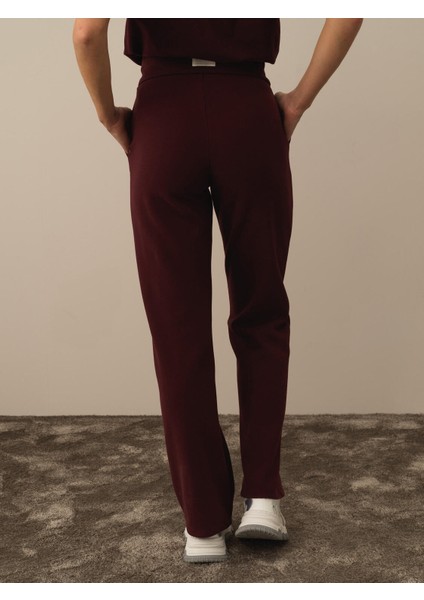 Kadın Bordo Pamuk Dokulu Oversize Sweat Pantolon indirimleri