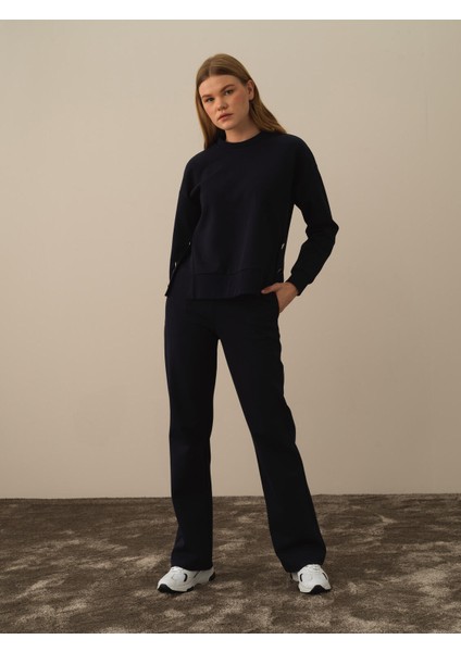 Kadın Lacivert Pamuk Dokulu Regular Fit Sweat Pantolon