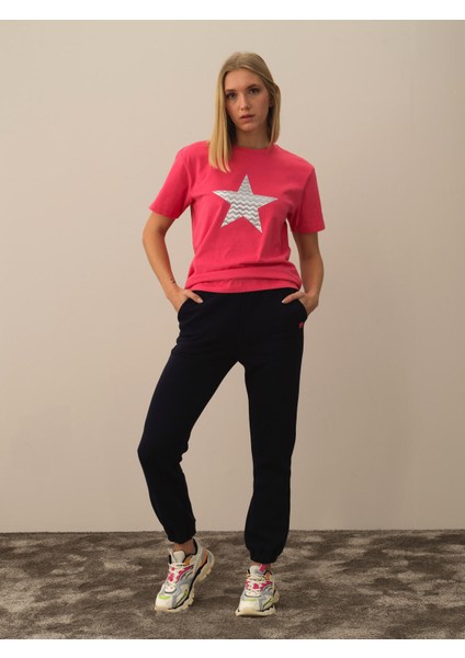 Kadın Lacivert Pamuk Dokulu Regular Fit Sweat Pantolon