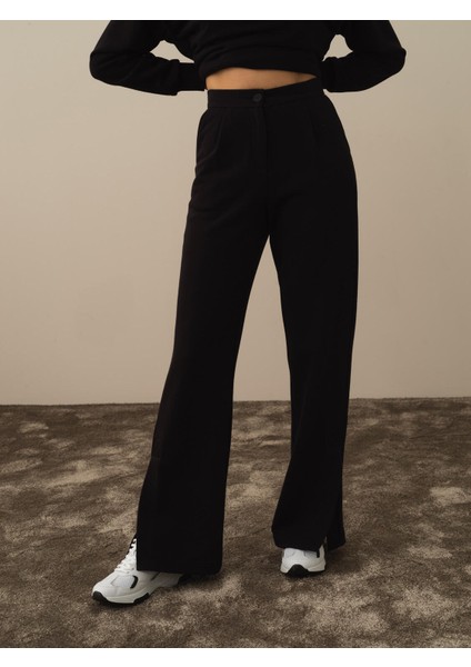 Kadın Siyah Pamuk Dokulu Regular Fit Sweat Pantolon fiyatları