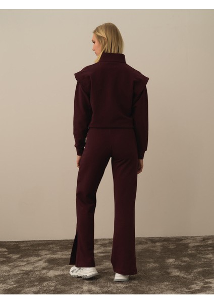 Kadın Bordo Pamuk Dokulu Regular Fit Sweat Pantolon fırsatları