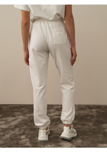 Kadın Kırık Beyaz Pamuk Dokulu Regular Fit Sweat Pantolon modelleri