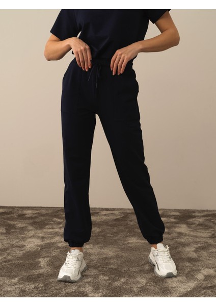 Kadın Lacivert Pamuk Dokulu Regular Fit Sweat Pantolon fiyatları