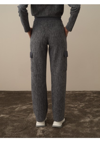 Kadın Koyu Gri Pamuk Dokulu Oversize Kargo Pantolon fırsatları