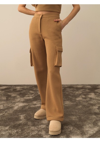 Kadın Camel Pamuk Dokulu Oversize Kargo Pantolon fiyatları