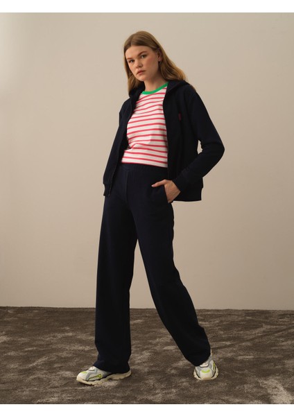 Kadın Lacivert Pamuk Dokulu Regular Fit Sweat Pantolon