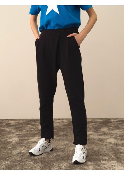 Kadın Siyah Pamuk Dokulu Oversize Sweat Pantolon fiyatları