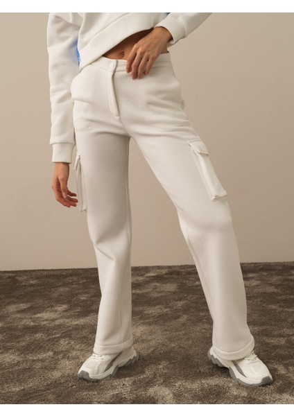Kadın Kırık Beyaz Pamuk Dokulu Oversize Kargo Pantolon fiyatları