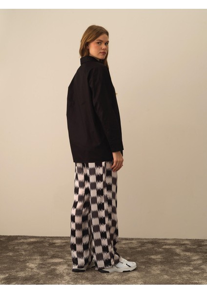 Kadın Siyah Pamuk Dokulu Oversize Gömlek fırsatları