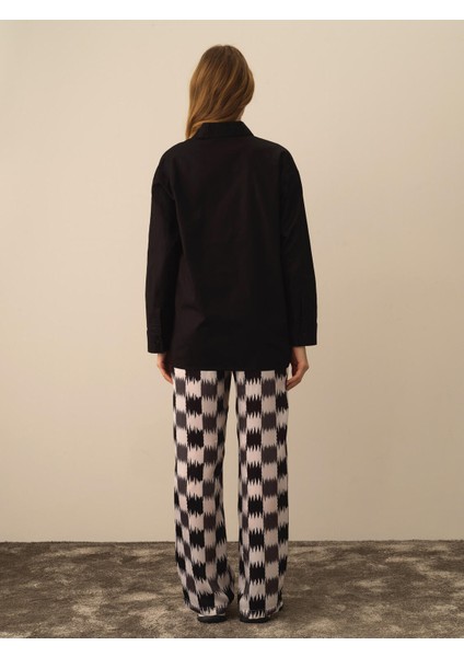 Kadın Siyah Pamuk Dokulu Oversize Gömlek indirimleri