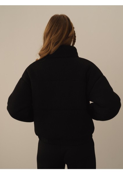 Kadın Siyah Pamuk Dokulu Oversize Mont fırsatları