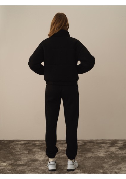 Kadın Siyah Pamuk Dokulu Oversize Mont indirimleri