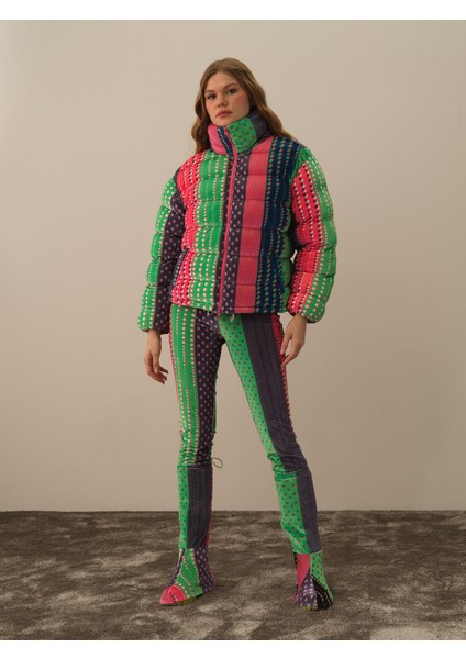 Kadın Pembe Esnek Dokulu Oversize Mont